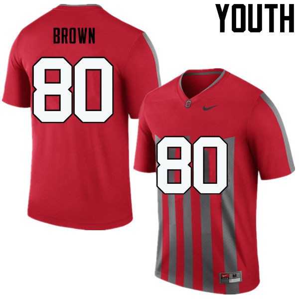 Ohio State Buckeyes #80 Noah Brown Youth Embroidery Jersey Throwback OSU4319
